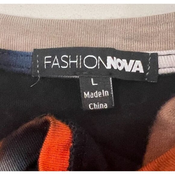 Fashion Nova Dropping The Games Tie Dye T-Shirt Dress Size Large Black Orange - Picture 8 of 10